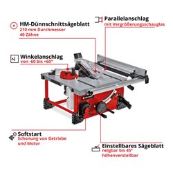 Einhell Akku-Tischkreissäge TE-TS 36/210 Li-Solo