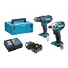 Makita Schraubendreher-Set DLX2337J mit Akku-Schlagbohrschrauber 18 V, Akku-Schlagschrauber 18 V, 2 Akkus und Ladegerät