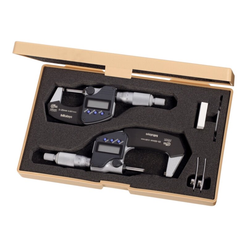 Mitutoyo Digitaler Bügelmessschrauben-Satz IP65 mit Datenausgang, Messbereich: 0-50 mm