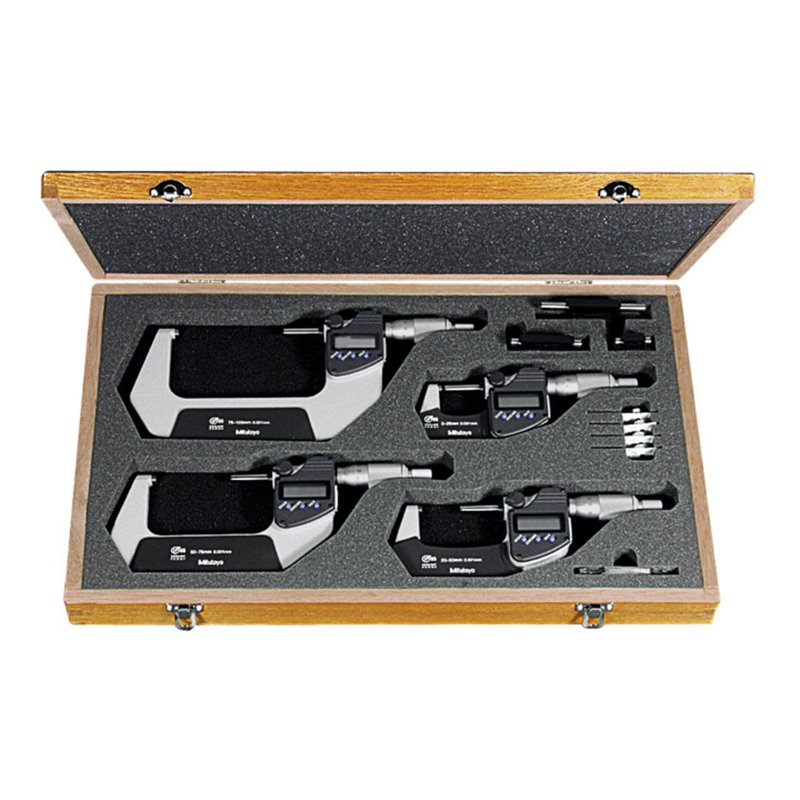 Mitutoyo Digitaler Bügelmessschrauben-Satz IP65 mit Datenausgang, Messbereich: 0-100 mm