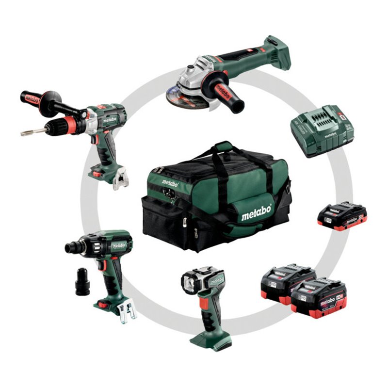 Metabo Akkuset Combo Set Metall 4.1 LiHD GB 18 LTX BL Q I + WB 18 LTX BL 125 Quick + SSW 18 LTX 400 BL + ULA Werkzeugtasche