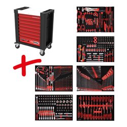 KS Tools Performanceplus Werkstattwagen-Satz P10 mit 399 Werkzeugen für 6 Schubladen