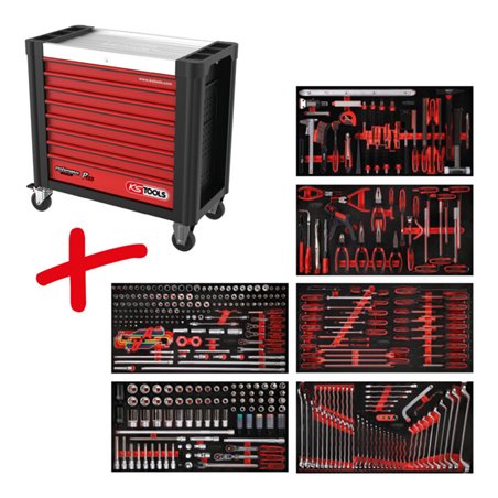 KS Tools Performanceplus Werkstattwagen-Satz P25 mit 416 Werkzeugen für 6 Schubladen