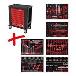 KS Tools Performanceplus Werkstattwagen-Satz P15 mit 370 Werkzeugen für 6 Schubladen