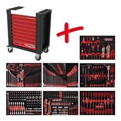 KS Tools Performanceplus Werkstattwagen-Satz P10 mit 399 Werkzeugen für 7 Schubladen