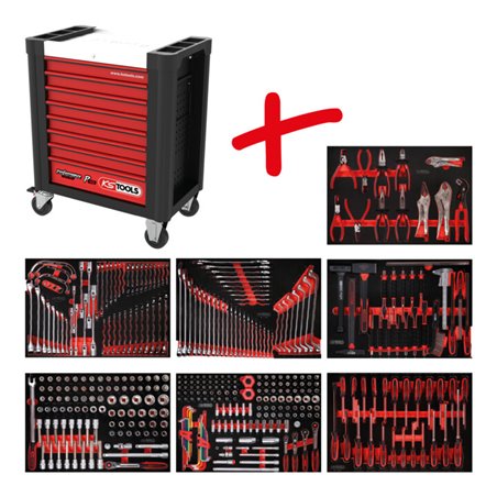 KS Tools Performanceplus Werkstattwagen-Satz P10 mit 399 Werkzeugen für 7 Schubladen