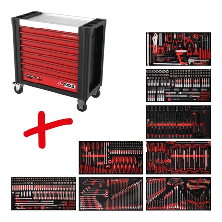 KS Tools Performanceplus Werkstattwagen-Satz P25 mit 660 Werkzeugen für 8 Schubladen