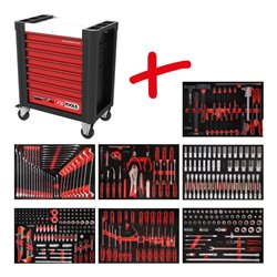 KS Tools Performanceplus Werkstattwagen-Satz P10 mit 403 Werkzeugen für 7 Schubladen
