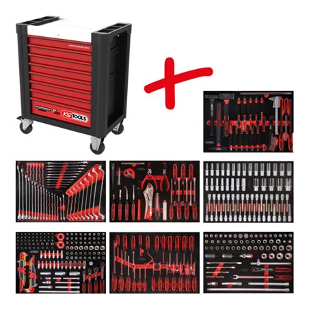 KS Tools Performanceplus Werkstattwagen-Satz P10 mit 403 Werkzeugen für 7 Schubladen