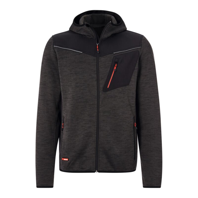 Holex Strickjacke, dunkelgrau / schwarz / rot, Unisex-Größe: S