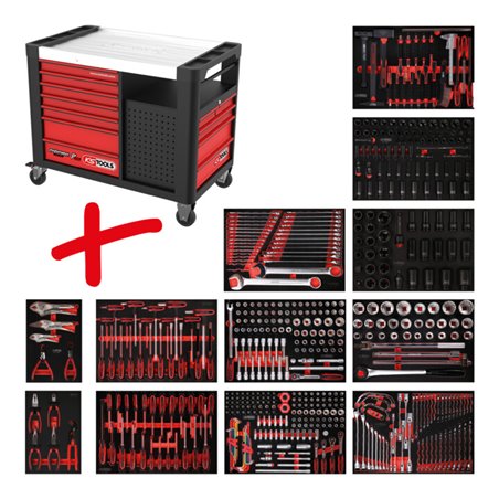 KS Tools Performanceplus Werkstattwagen-Satz P35 mit 549 Werkzeugen für 12 Schubladen