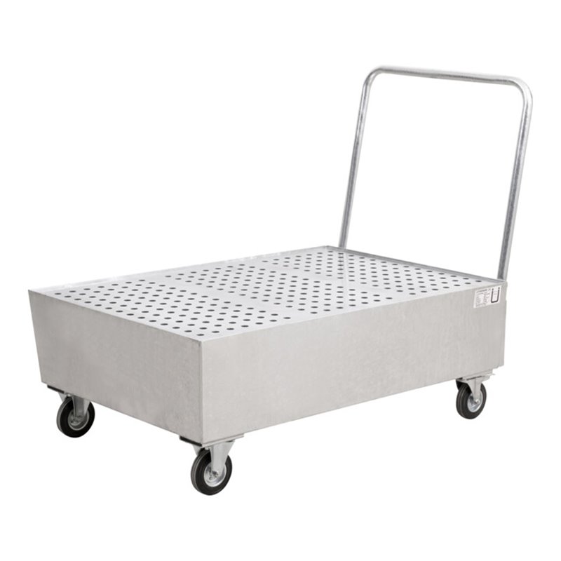 STIER Fahrbare Auffangwanne verzinkt für 2x200l Fässer 1200x800x1116mm