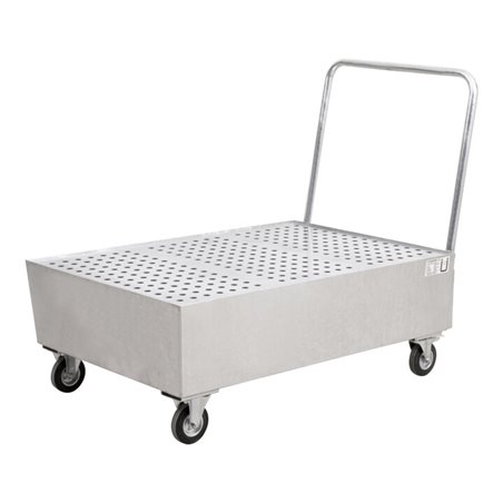 STIER Fahrbare Auffangwanne verzinkt für 2x200l Fässer 1200x800x1116mm