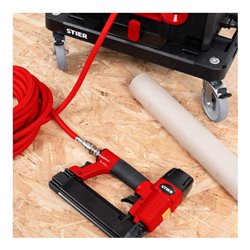 STIER Systainer-Kompressor-Set inkl. Systainer II T-Loc, Rollbrett + Druckluftnagler 6-teilig