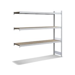 Bito Großfachregal, Anbaufeld Set, 350kg, Spanplatte, 3 Ebenen, glanzverzinkt