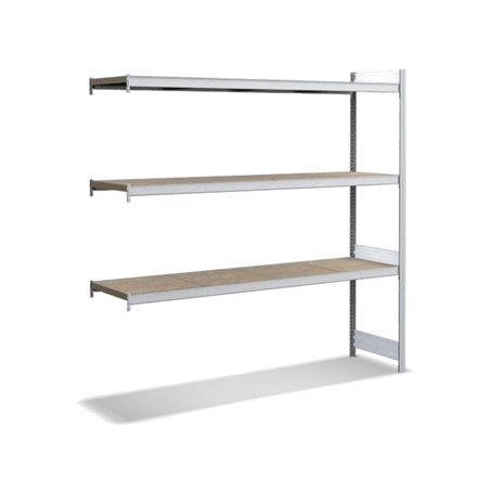 Bito Großfachregal, Anbaufeld Set, 350kg, Spanplatte, 3 Ebenen, glanzverzinkt