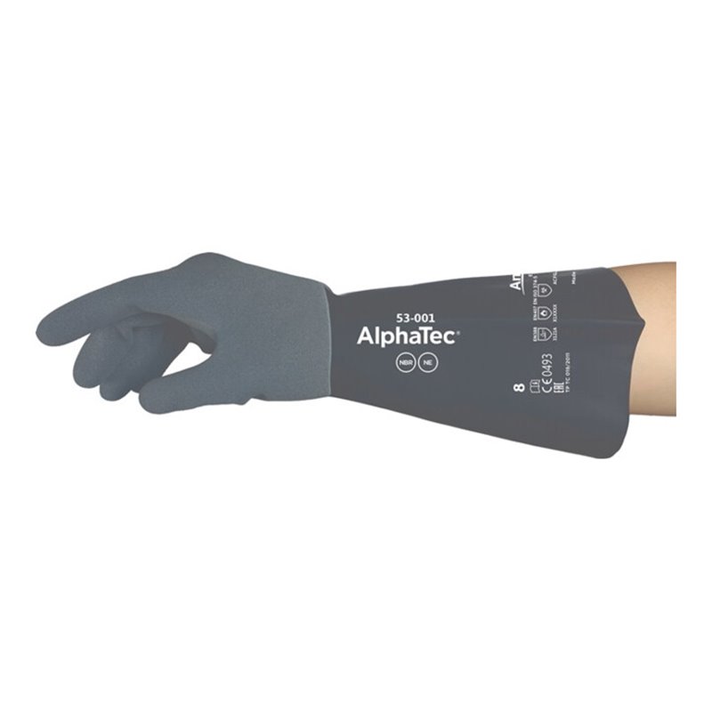 Chemiehandschuhe AlphaTec 53-001 Gr.11 grau/schwarz EN 388,EN 374,EN 407 6 PA