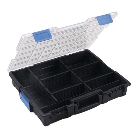 Sortimentskasten B440xT355xH76mm 8 Fächer 6 Trennstege transp.schwarz