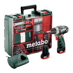 Metabo Akku-Bohrschrauber PowerMaxx BS Mobile Werkstatt Mobile Werkstatt Kunststoffkoffer 12V 2x2Ah Li-Power + LC 40