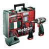 Metabo Akku-Bohrschrauber PowerMaxx BS Mobile Werkstatt Mobile Werkstatt Kunststoffkoffer 12V 2x2Ah Li-Power + LC 40
