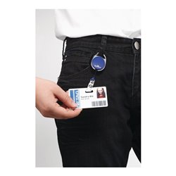 Ausweishalter m.Druckknopfschlaufe Band-L.800mm blau DURABLE