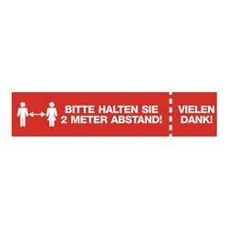 Fußbodenaufkleber Bitte 2m Abstand halten! rot/weiß L.695mm B.150mm ENVIROPACK