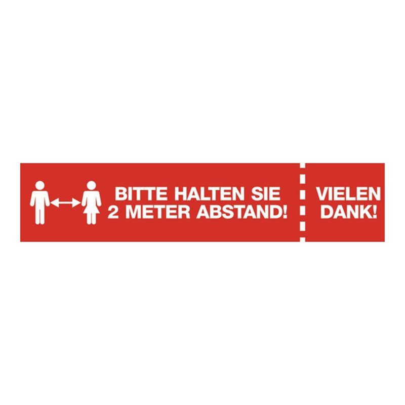 Fußbodenaufkleber Bitte 2m Abstand halten! rot/weiß L.695mm B.150mm ENVIROPACK