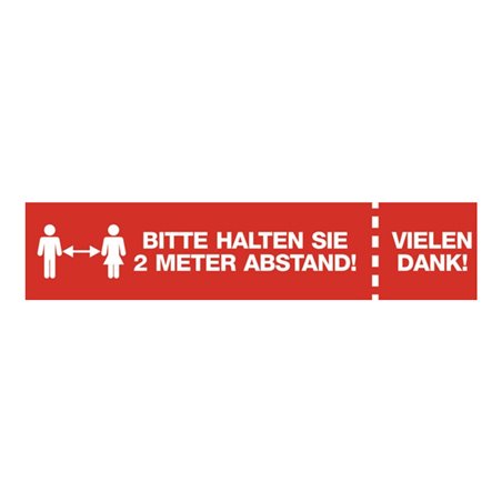 Fußbodenaufkleber Bitte 2m Abstand halten! rot/weiß L.695mm B.150mm ENVIROPACK
