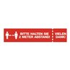 Fußbodenaufkleber Bitte 2m Abstand halten! rot/weiß L.695mm B.150mm ENVIROPACK