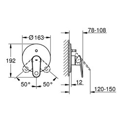 Grohe Einhand-Wannenbatterie EUROPLUS Fertigmontageset für 35501 chrom