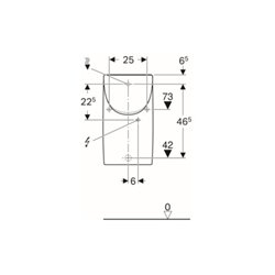 Geberit Urinal Renova Plan we. K-Tect, m Deck, Zulauf/Abgang hinten