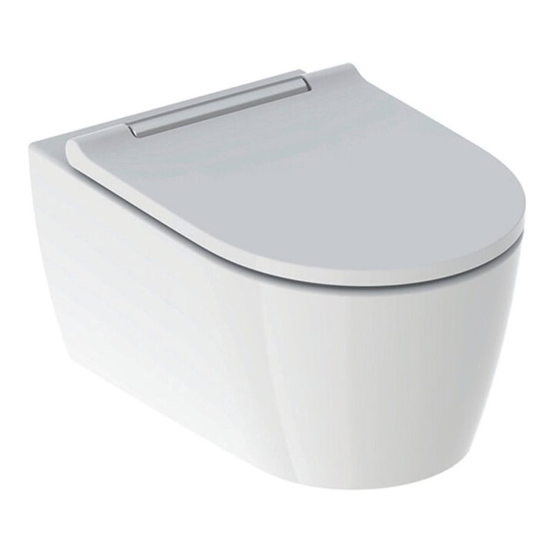 Geberit Wand-WC, Tiefspüler One mit WC-Sitz, weiß/hochglanzverchromt