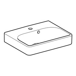 Geberit Handwaschbecken Smyle Square we., 45x36cm, m Hahnl., m ÜL asym.