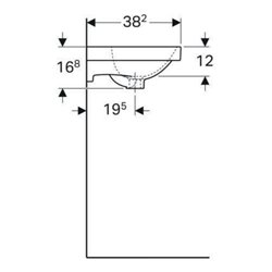 Geberit Handwaschbecken Acanto 45x38cm, m Hahnloch, mit Überlauf, weiß