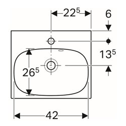 Geberit Handwaschbecken Acanto 45x38cm, m Hahnloch, mit Überlauf, weiß