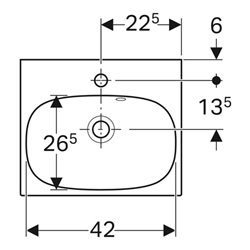 Geberit Handwaschbecken Acanto 45x38cm, m Hahnloch, mit Überlauf, weiß