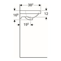 Geberit Handwaschbecken Acanto 45x38cm, m Hahnloch, mit Überlauf, weiß
