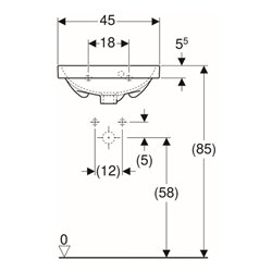 Geberit Handwaschbecken Acanto 45x38cm, m Hahnloch, mit Überlauf, weiß