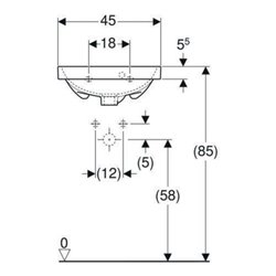 Geberit Handwaschbecken Acanto 45x38cm, m Hahnloch, mit Überlauf, weiß
