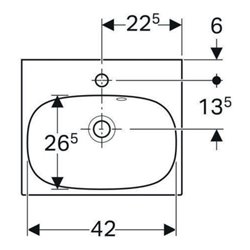 Geberit Handwaschbecken Acanto 45x38cm, m Hahnloch, mit Überlauf, weiß