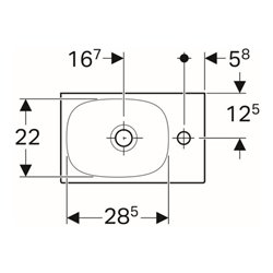 Geberit Handwaschbecken Acanto 40x25cm, asym., o. ÜL, Hahnl. re, weiß