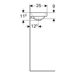 Geberit Handwaschbecken Acanto 40x25cm, asym., o. ÜL, Hahnl. re, weiß