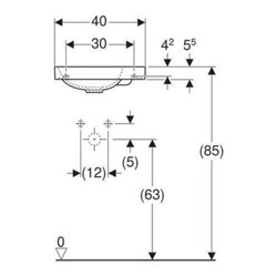 Geberit Handwaschbecken Acanto 40x25cm, asym., o. ÜL, Hahnl. re, weiß