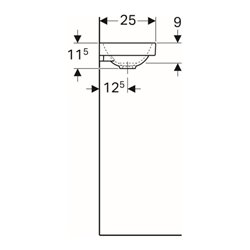 Geberit Handwaschbecken Acanto 40x25cm, asym., o. ÜL, Hahnl. re, weiß