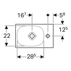 Geberit Handwaschbecken Acanto 40x25cm, asym., o. ÜL, Hahnl. re, weiß