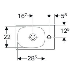Geberit Handwaschbecken Acanto 40x25cm, asym., o. ÜL, Hahnl. re, weiß