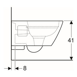 Geberit Wand-WC, Tiefspüler Renova Plan 6/5 l, teilgeschl. Form, rimfree, weiß