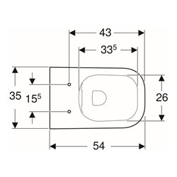 Geberit Wand-WC-Tiefspüler Smyle Square weiß, 4,5 l, geschlossene Form, rimfree