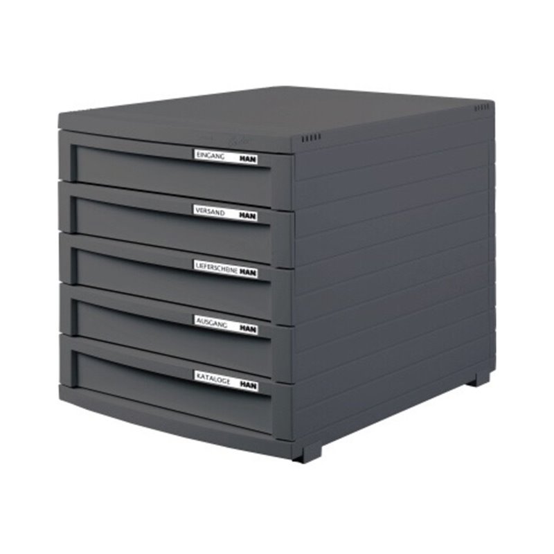 HAN Schubladenbox CONTUR 1505-191 DIN A4/B4/C4 5Schübe geschl dgr/dgr