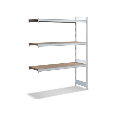 Bito Großfachregal, Anbaufeld Set, Spanplatten, 350kg, 3 Ebenen, RAL 7035 Lichtgrau